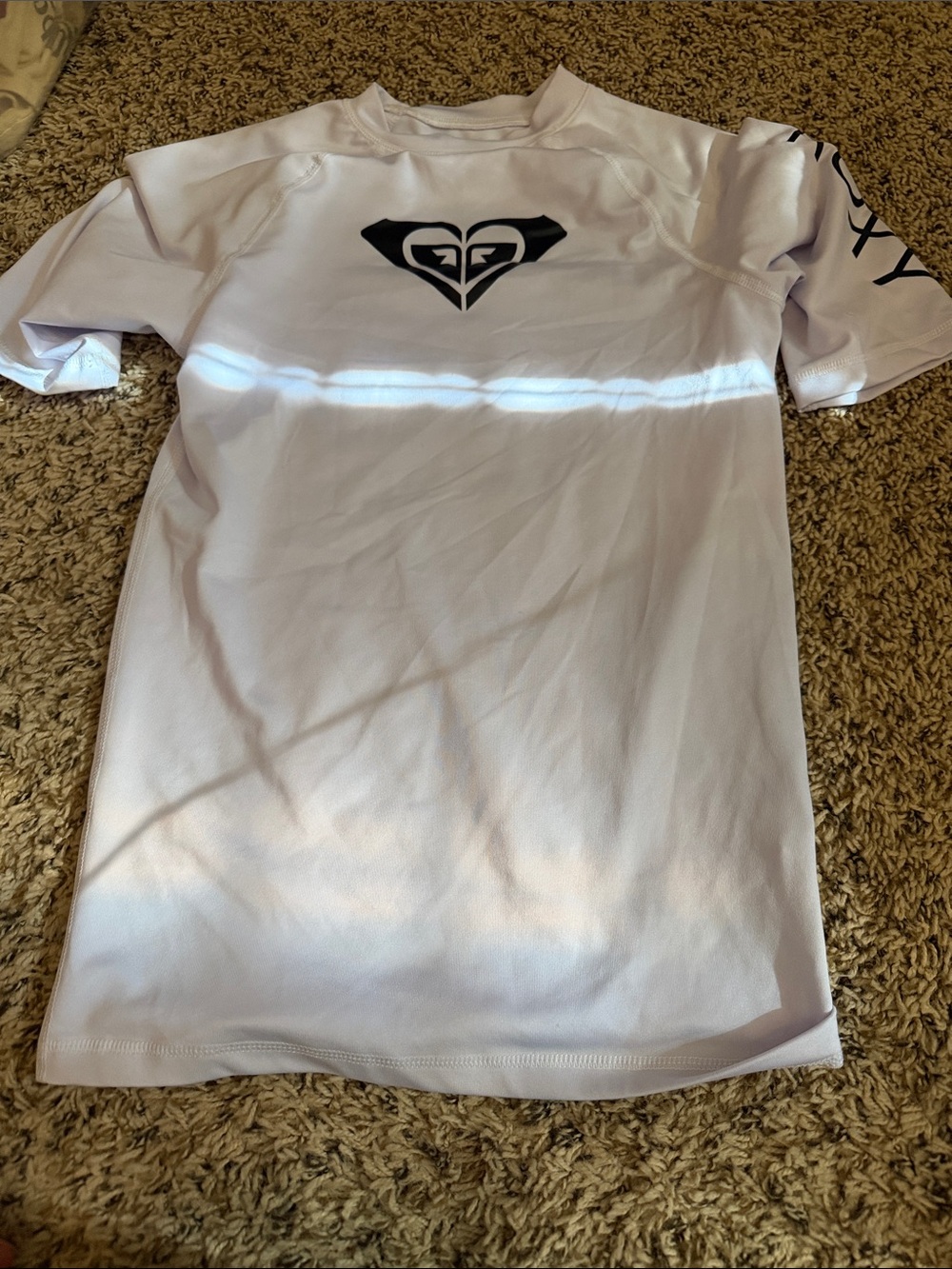 Roxy White Short Sleeve Logo Rash Guard